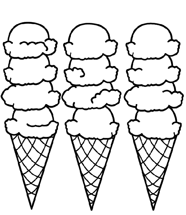 Three Long Ice Cream Coloring Page