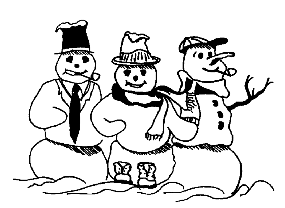 Three Snowman Winter S79ed Coloring Page