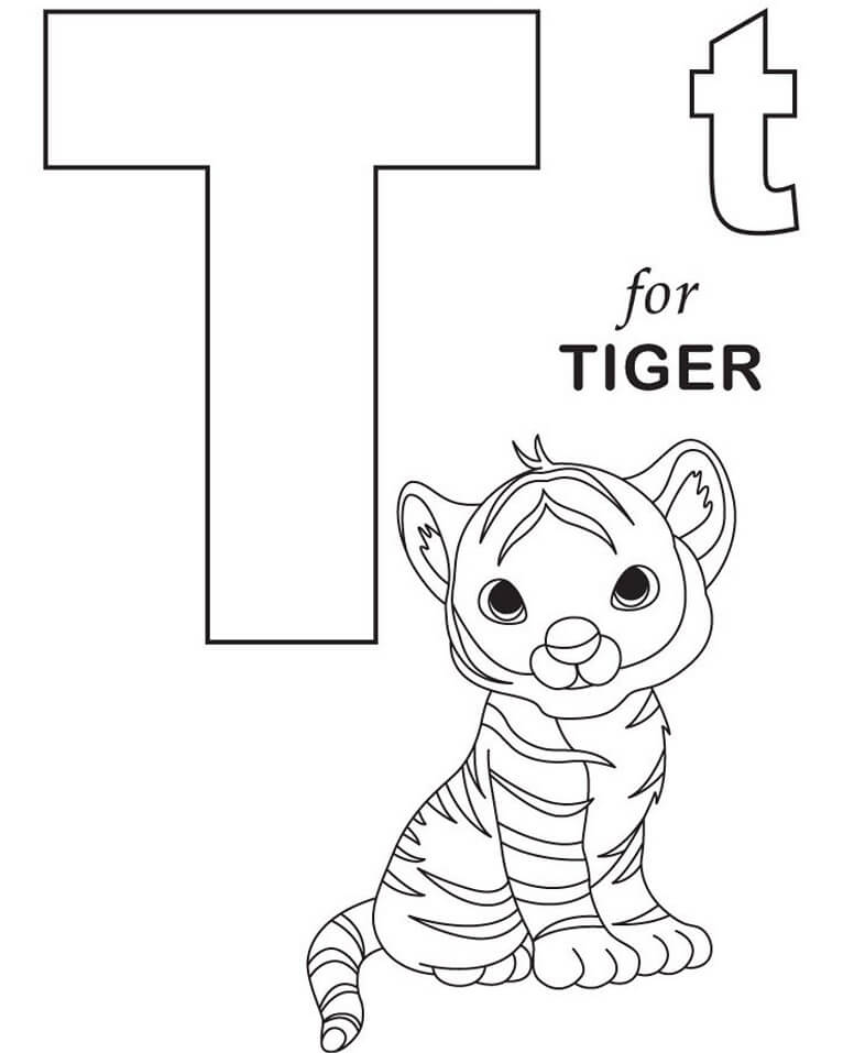 Tiger Letter T 1 Coloring Page