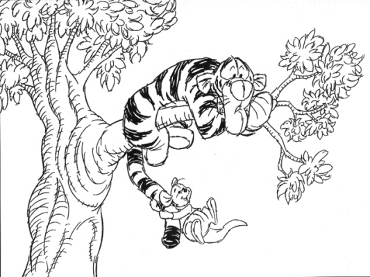 Tiger On A Tree Winnie The Pooh Pages1cc0 Coloring Page