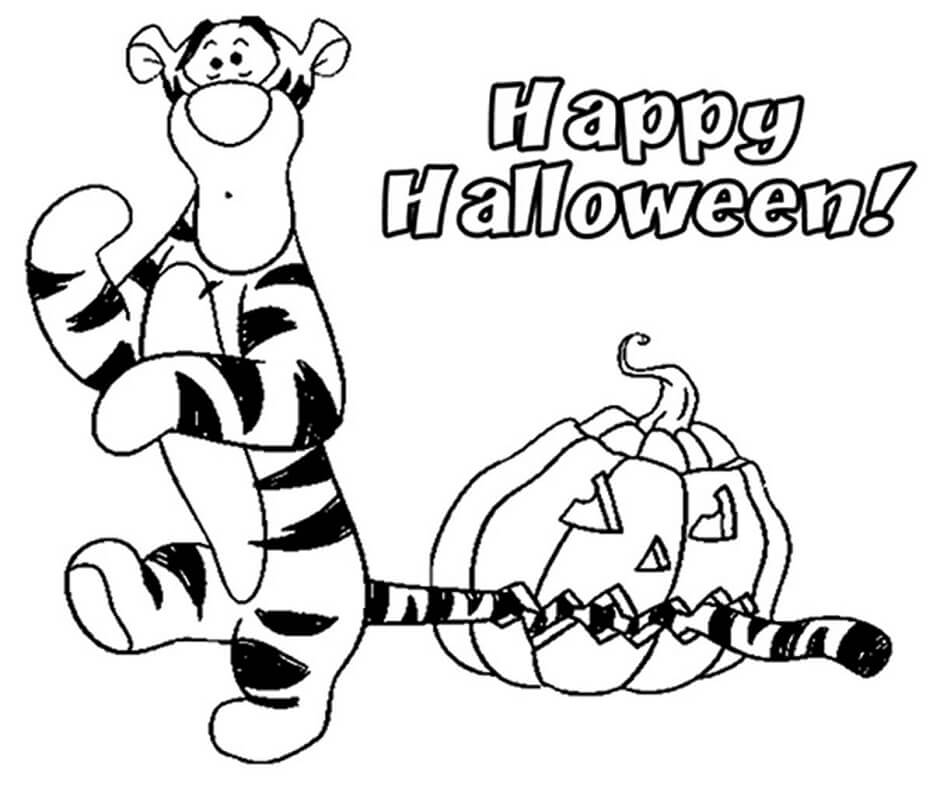 Tigger and Halloween Coloring Page