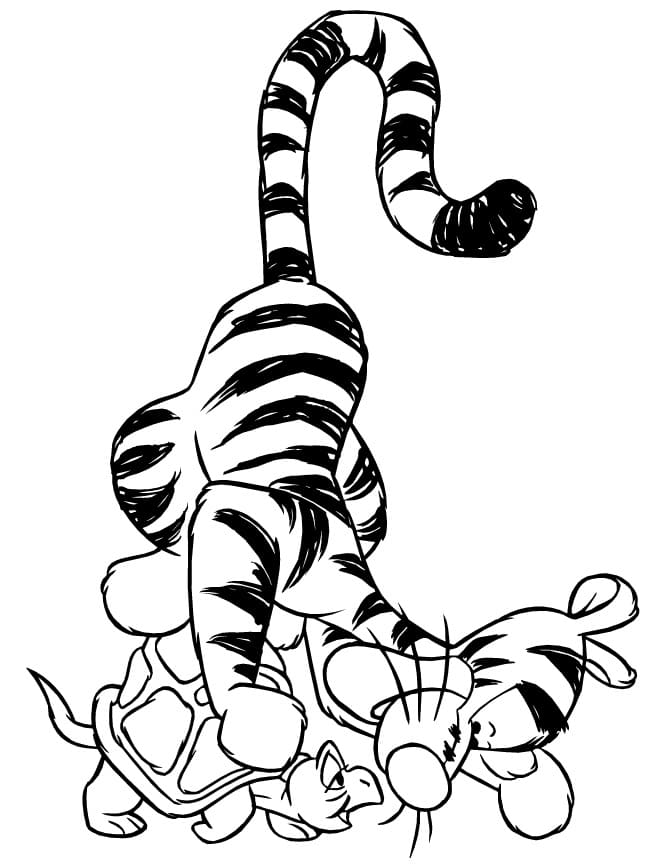 Tigger and Turtle Coloring Page