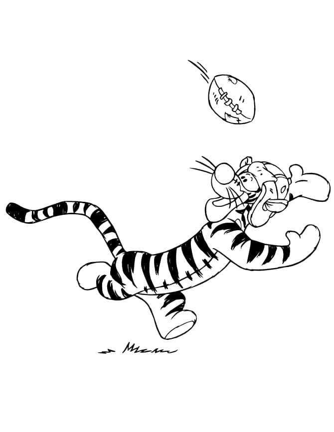 Tigger Catching Ball Coloring Page