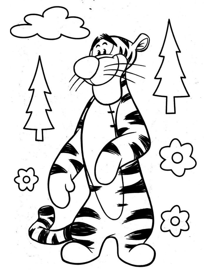 Tigger in the Wood Coloring Page