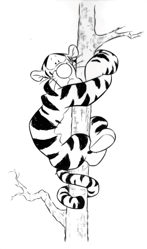 Tigger on a Tree Coloring Page