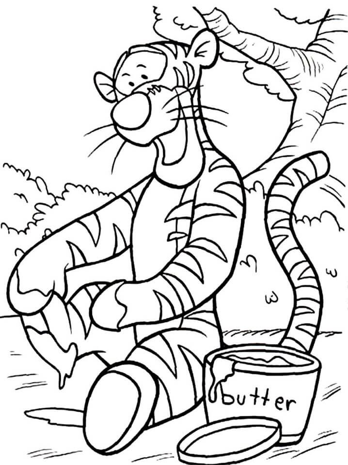 Tigger with Butter Coloring Page