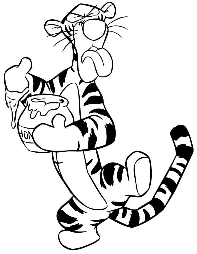 Tigger with Honey Coloring Page