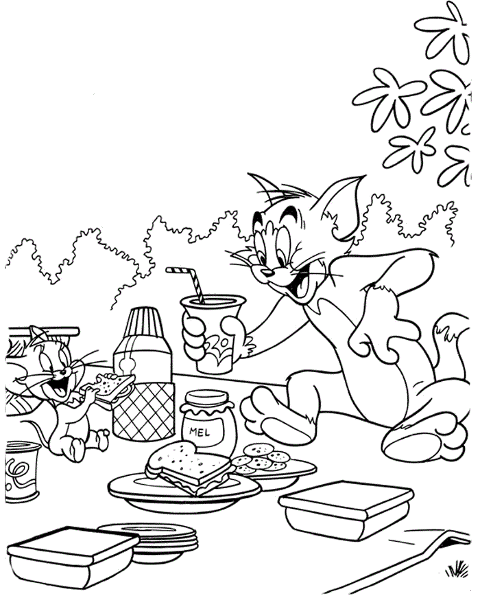 Tom And Jerry Picnic Coloring Page