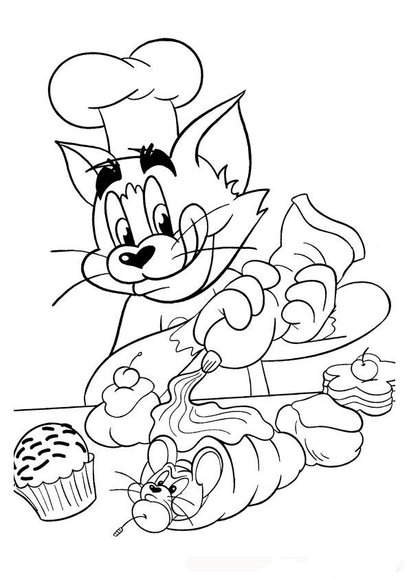 Tom Baking Cookies Coloring Page