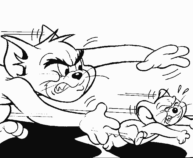 Tom Mads At Jerry Coloring Page