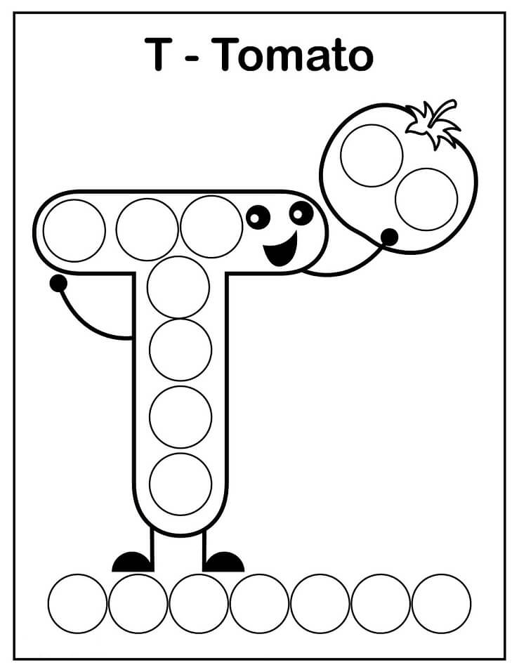 Tomato Letter T Coloring Page