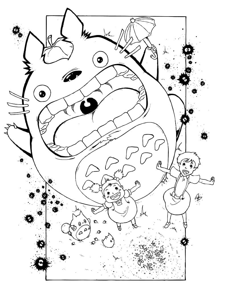 Totoro Screaming Coloring Page