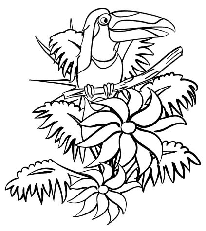Toucan In The Jungle Coloring Page