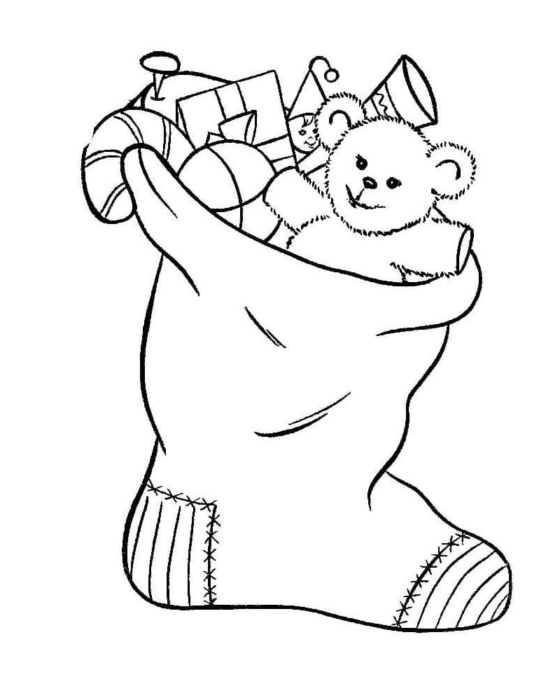Toys in Christmas Stocking Coloring Page