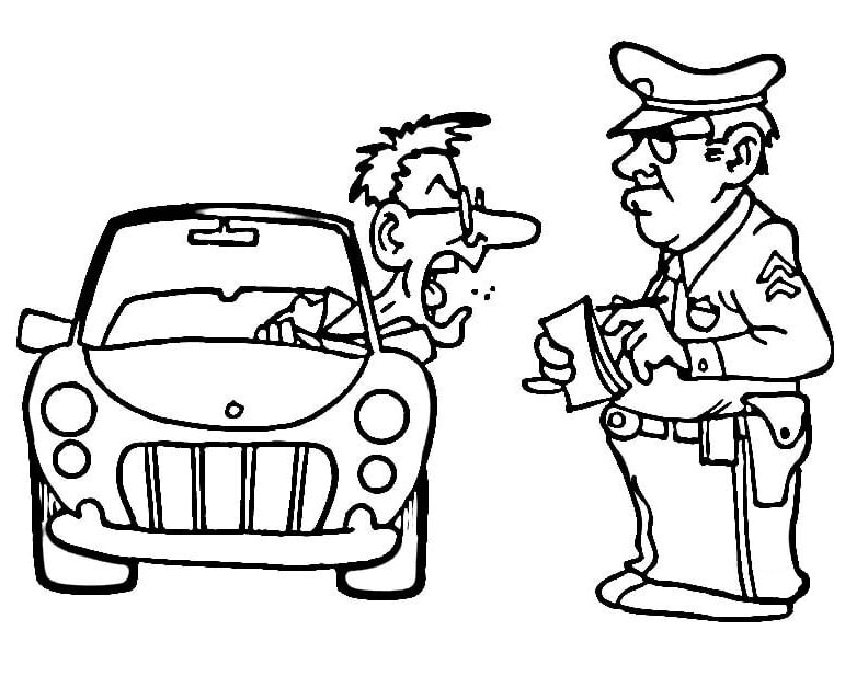 Traffic Police Coloring Page