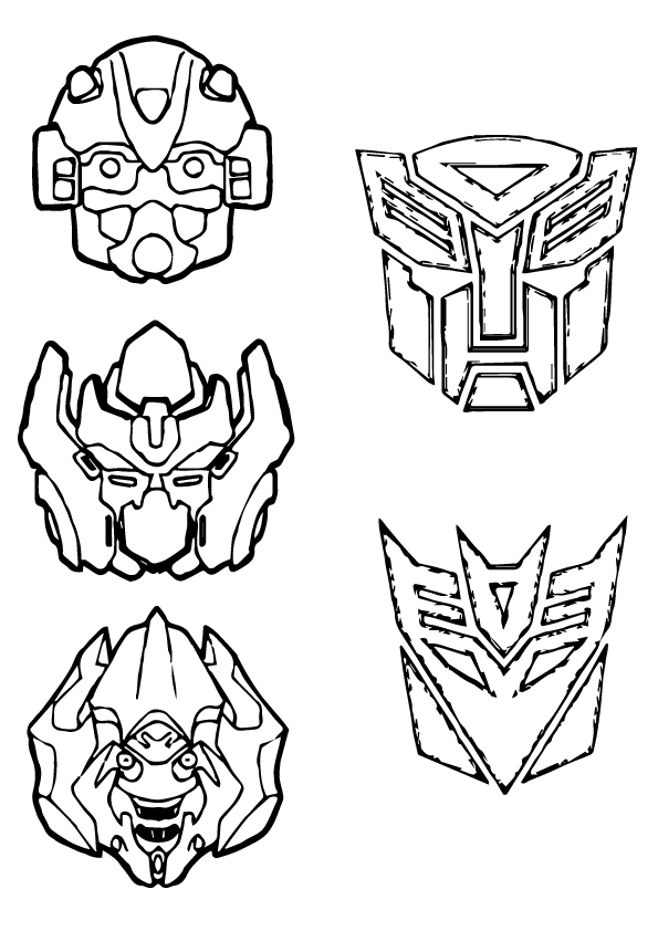 Transformers Masks A4 Coloring Page