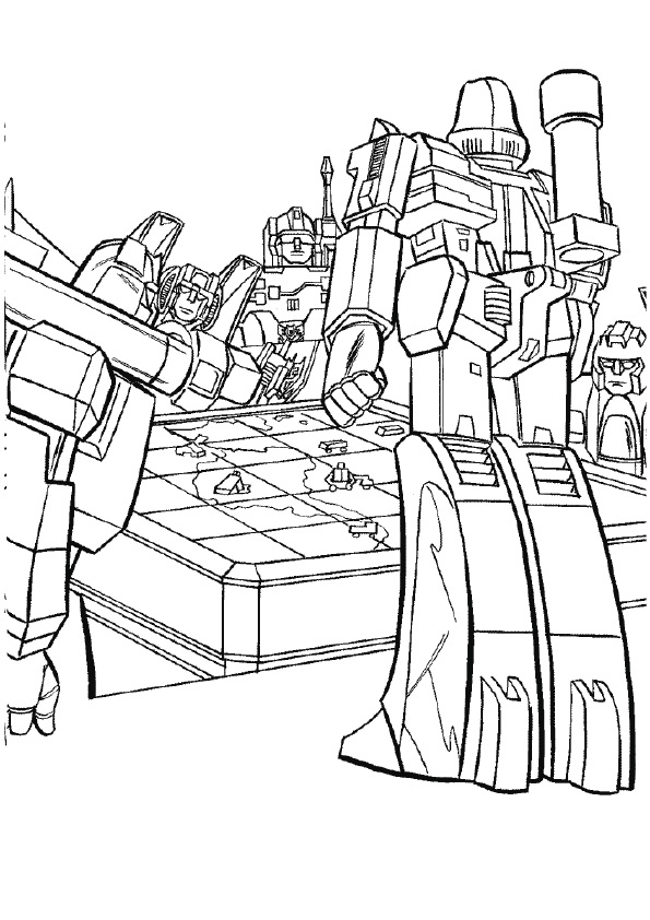 Transformers Planning A War A4 Coloring Page