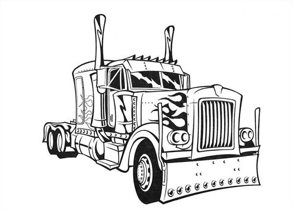 Transformers Optimus Prime Truck Coloring Page