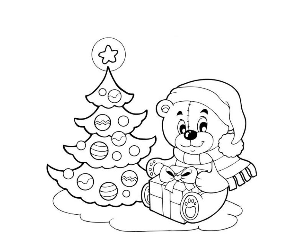 Tree And Doll Christmas E1ed Coloring Page