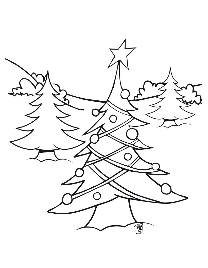 Tree With Christmas Lights Coloring Page