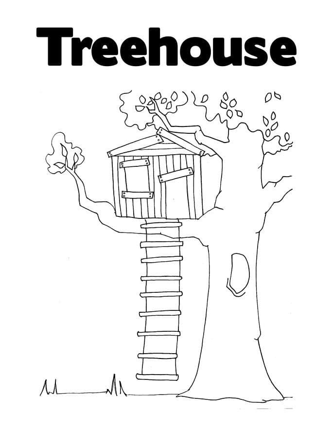 Treehouse 1 Coloring Page