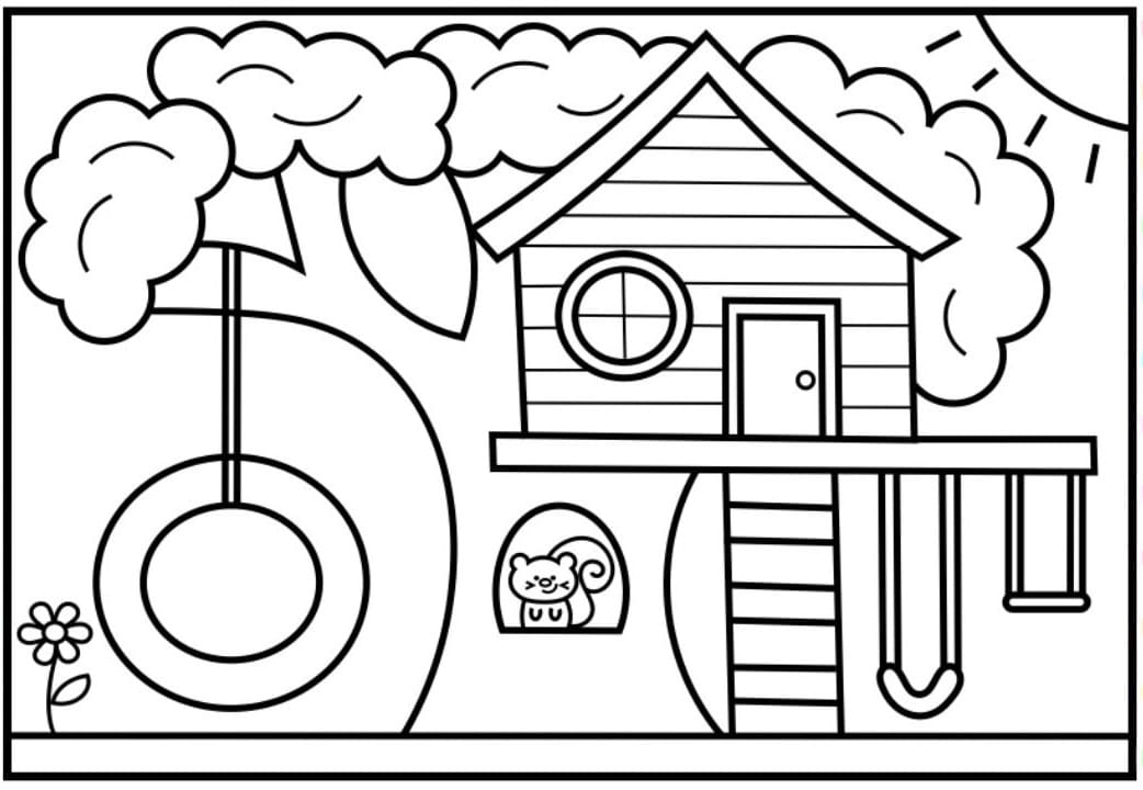 Treehouse 3 Coloring Page
