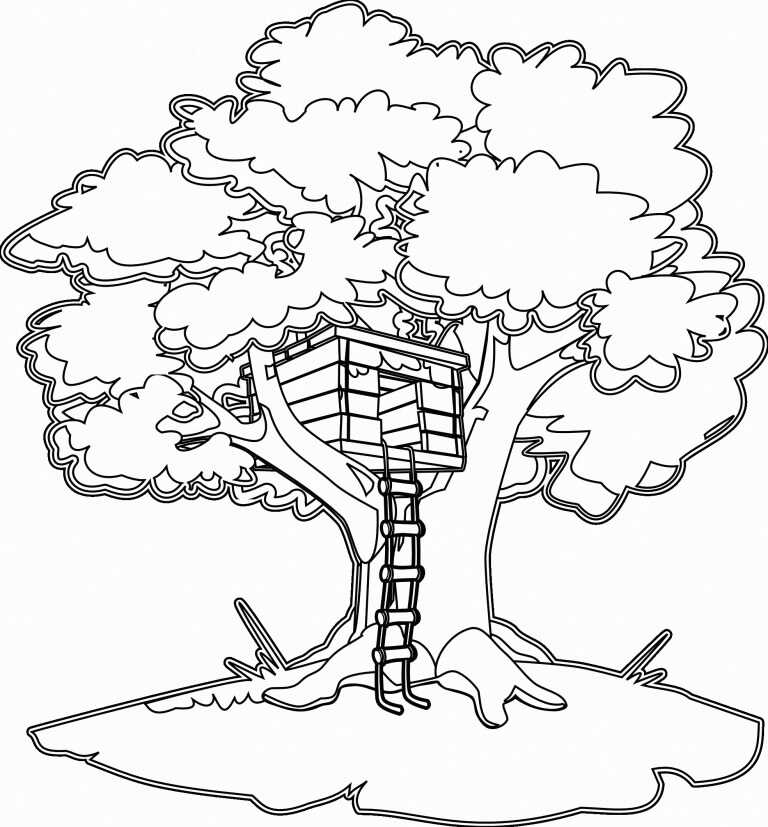 Treehouse Ladder Coloring Page