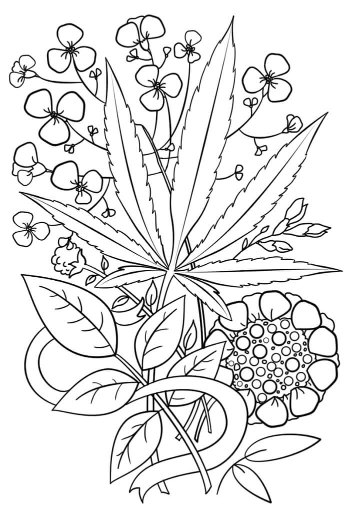 Trippy Weed Coloring Page