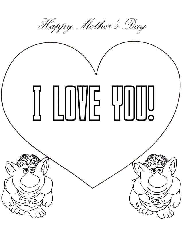 Trolls From Frozen Movie Say I Love You Coloring Page