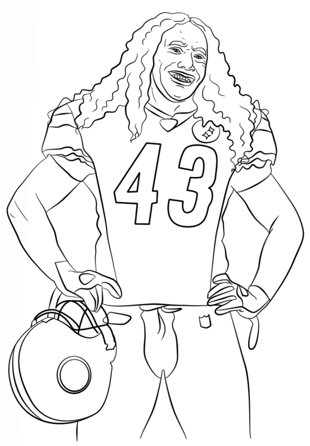 Troy Polamalu Football Sport Coloring Page