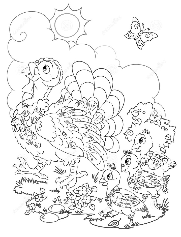 Turkey Family Coloring Page