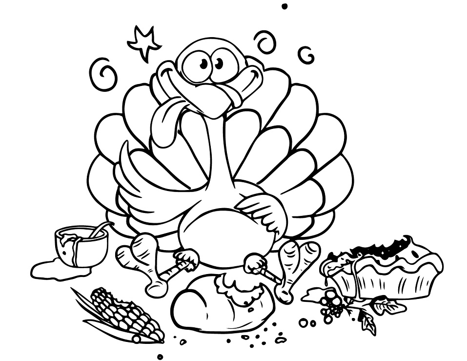 Turkey with Load Stomach Coloring Page
