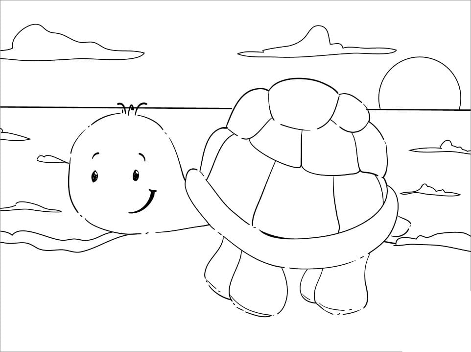 Turtle on the Beach coloring page