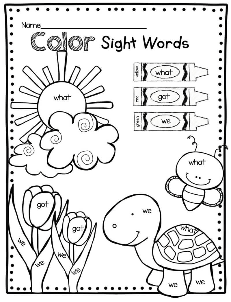 Turtle Sight Words