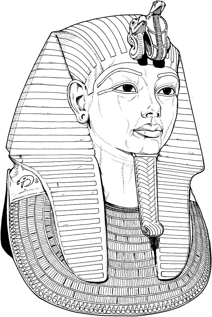 Tutankhamun Death Mask Coloring Page