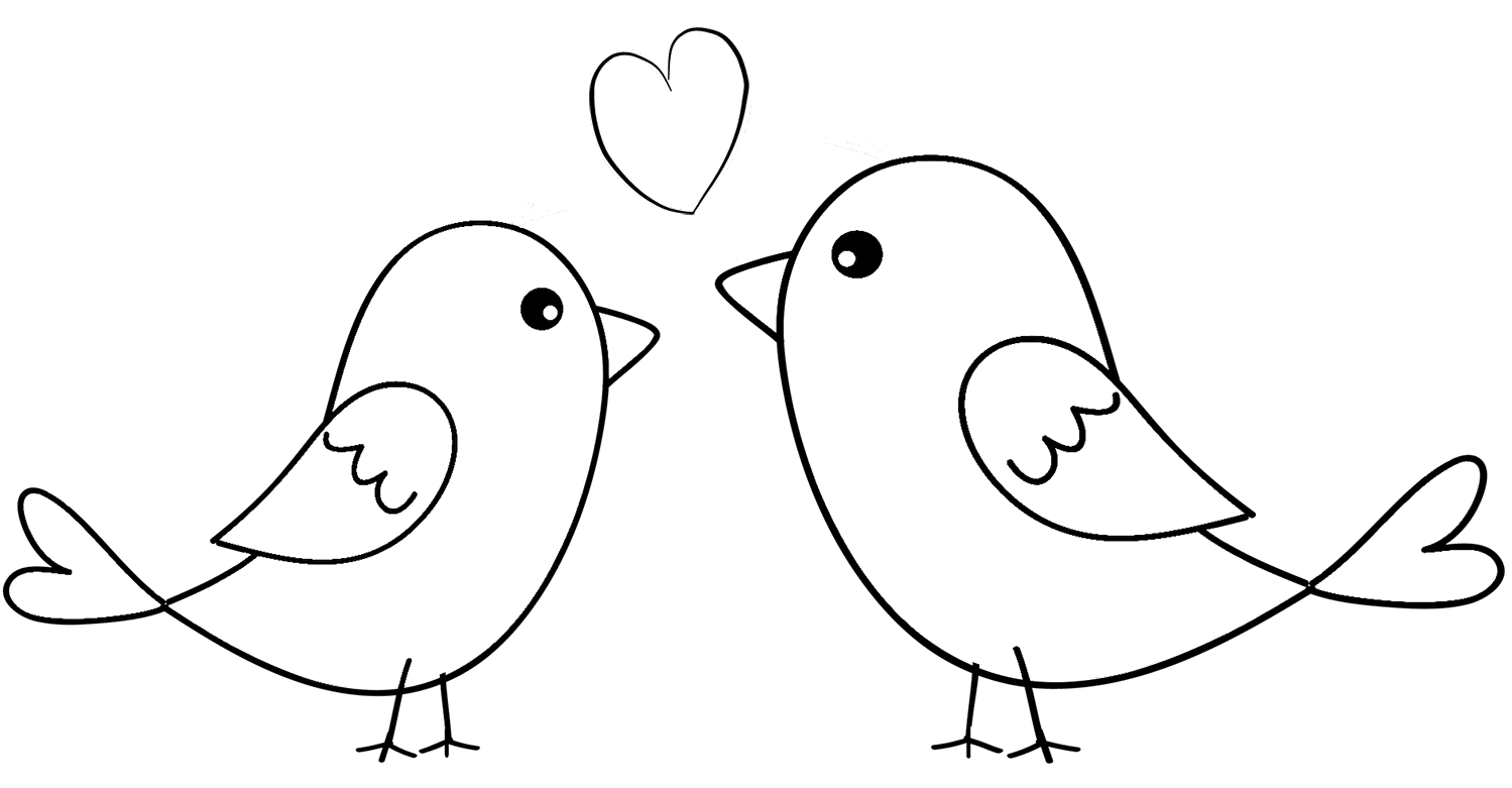 Two Birds In Love Coloring Page