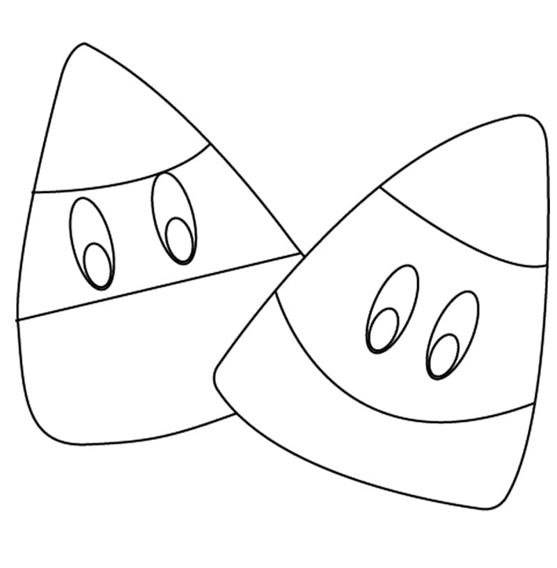 Two Cute Candy Corn Coloring Page