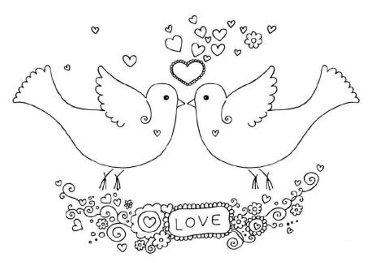 Two Dove Valentine 5537 Coloring Page