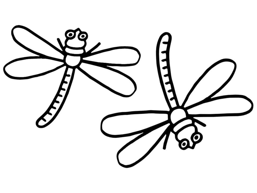 Two Dragonflies Coloring Page