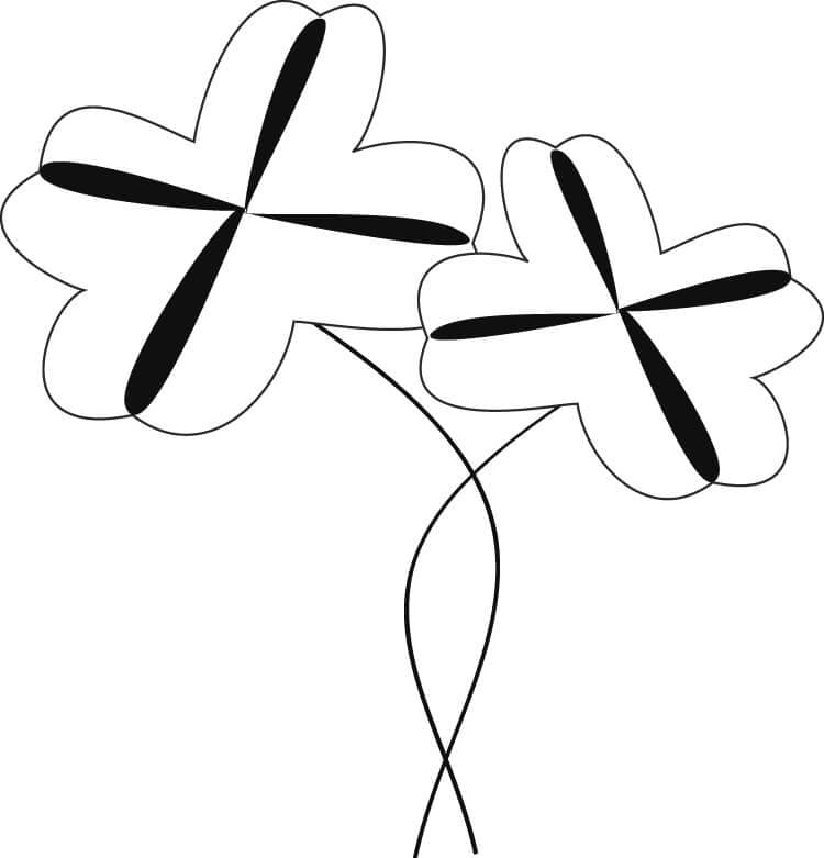 Two Four-leaf Clovers Coloring Page