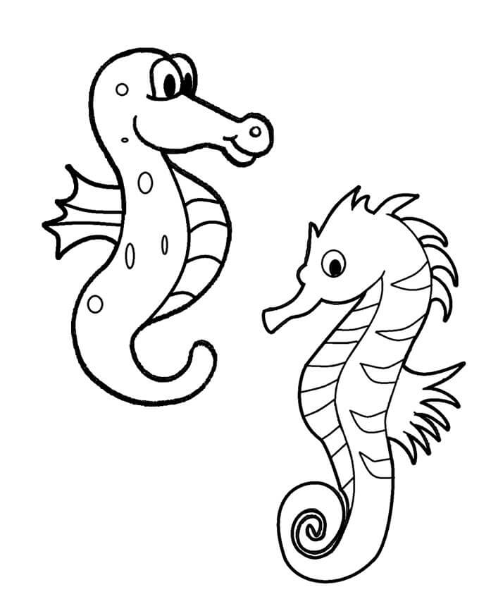 Two Funny Seahorses Coloring Page