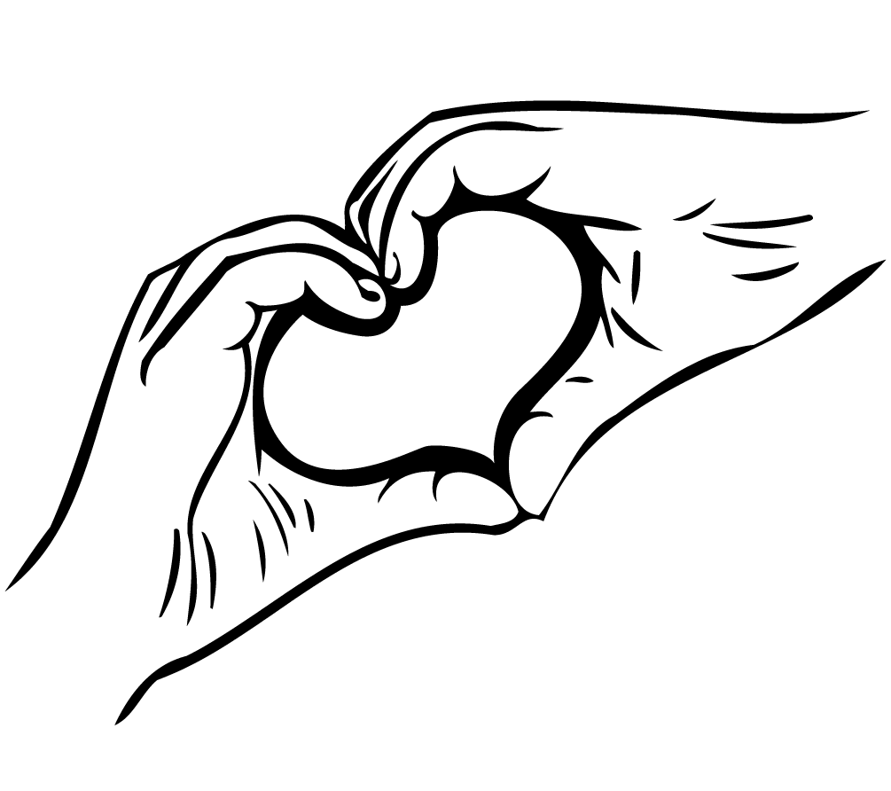 Two Hands Forming Shape Of Heart Coloring Page
