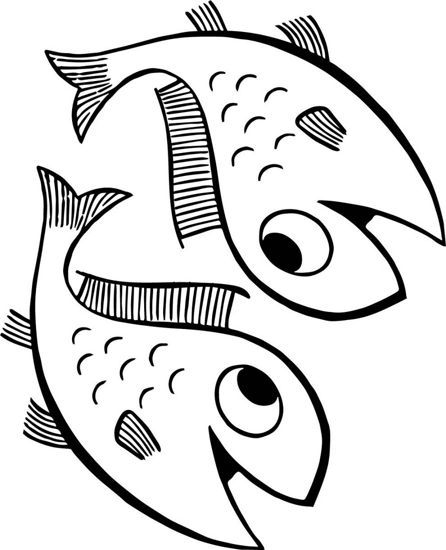 Two Happy Fish Coloring Page