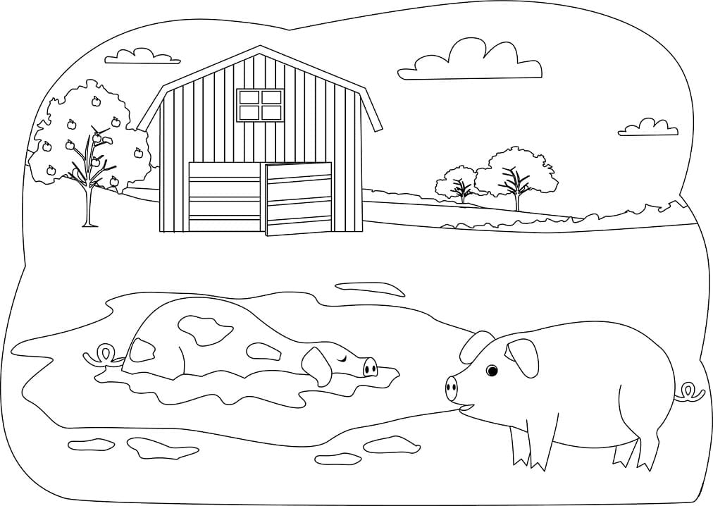 Two Pigs Coloring Page
