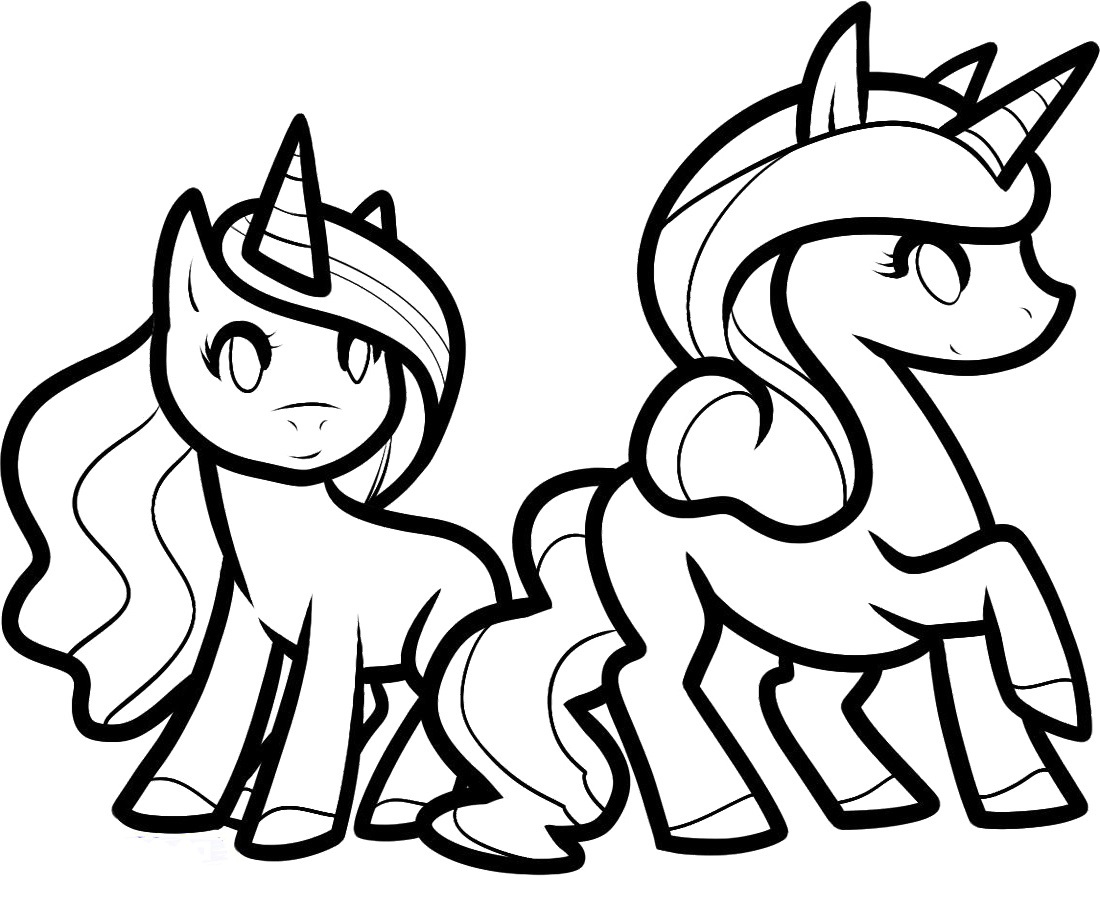 Two Princess Unicorns To Color Coloring Page