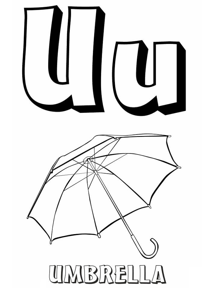 Umbrella Letter U 1 Coloring Page