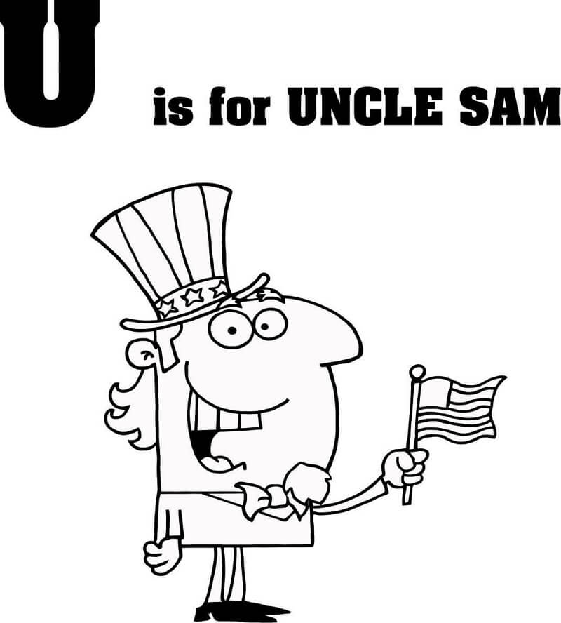 Uncle Sam Letter U Coloring Page