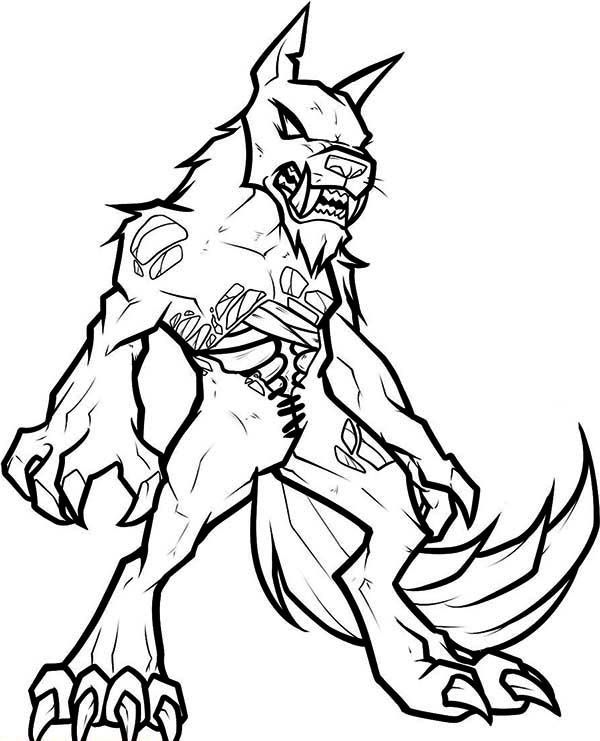 Undead Werewolf Coloring Page