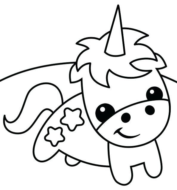 Unicorn As Baby With Smile Coloring Page