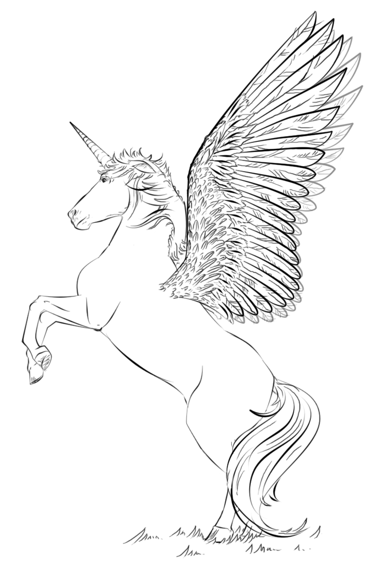 Unicorn Beautiful Wings By Lena London Coloring Page
